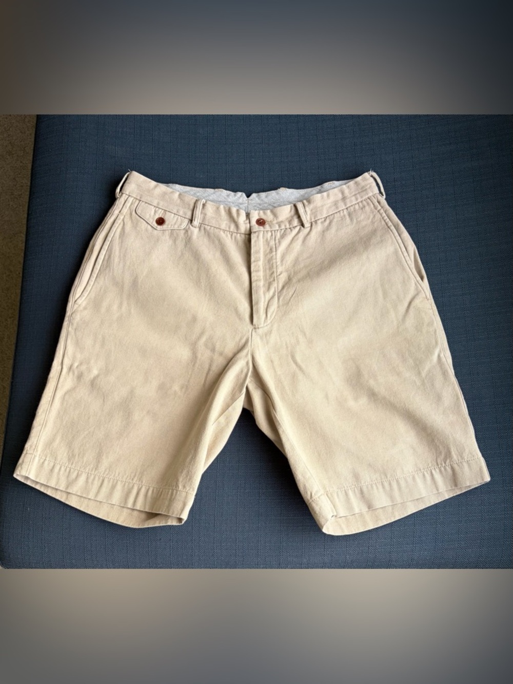 Williams & Kent Linen Blend Shorts, Men’s Beige 33W Front Button & Zip, Pockets